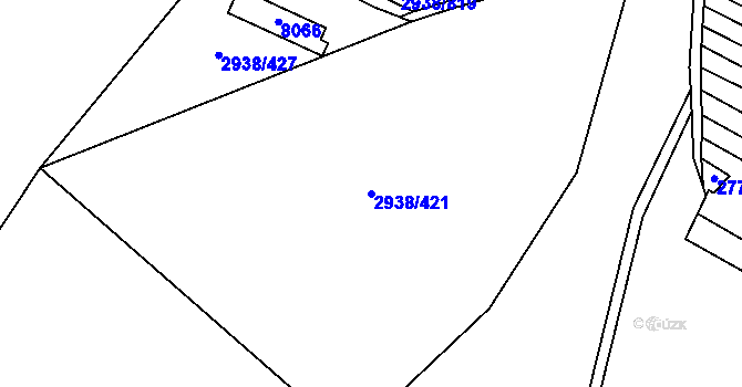 Parcela st. 2938/421 v KÚ Hrubá Vrbka, Katastrální mapa