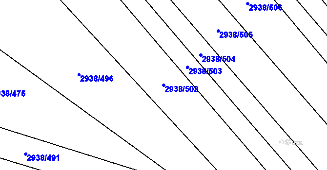 Parcela st. 2938/502 v KÚ Hrubá Vrbka, Katastrální mapa