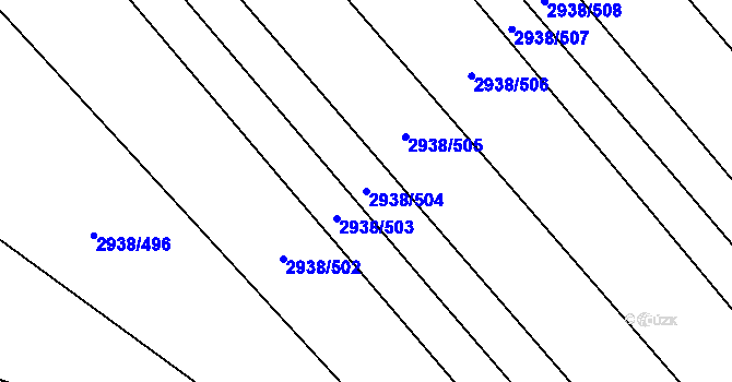 Parcela st. 2938/504 v KÚ Hrubá Vrbka, Katastrální mapa