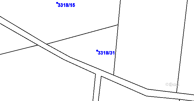 Parcela st. 3318/31 v KÚ Hrubá Vrbka, Katastrální mapa