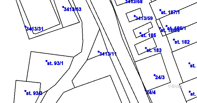 Parcela st. 3413/11 v KÚ Hrubá Vrbka, Katastrální mapa