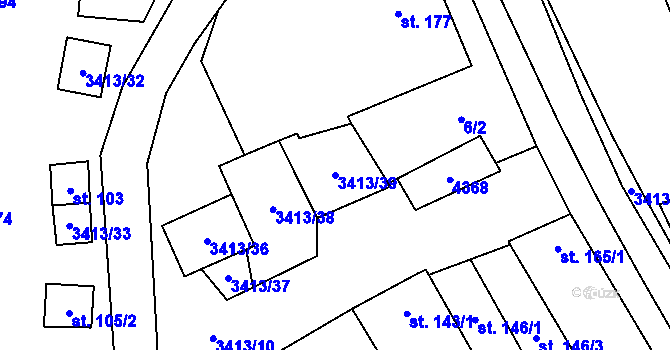 Parcela st. 3413/39 v KÚ Hrubá Vrbka, Katastrální mapa