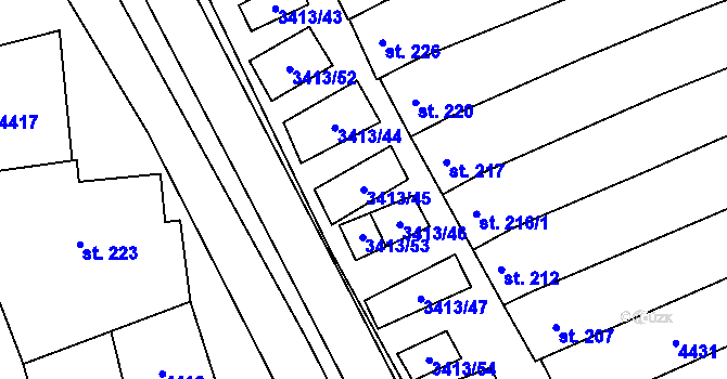Parcela st. 3413/45 v KÚ Hrubá Vrbka, Katastrální mapa