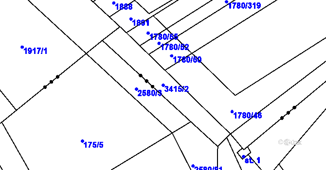 Parcela st. 3415/2 v KÚ Hrubá Vrbka, Katastrální mapa