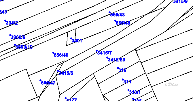 Parcela st. 3415/7 v KÚ Hrubá Vrbka, Katastrální mapa