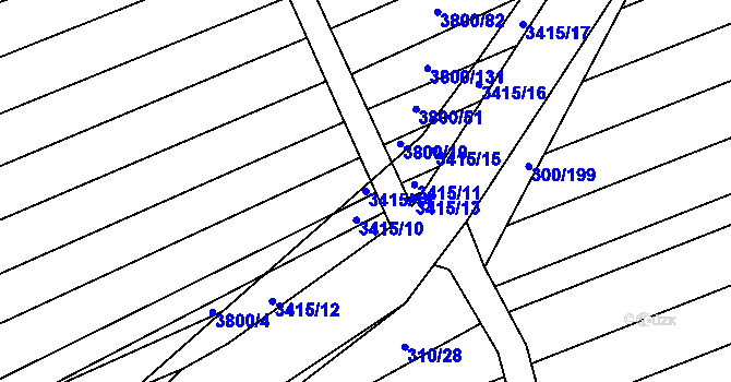 Parcela st. 3415/14 v KÚ Hrubá Vrbka, Katastrální mapa
