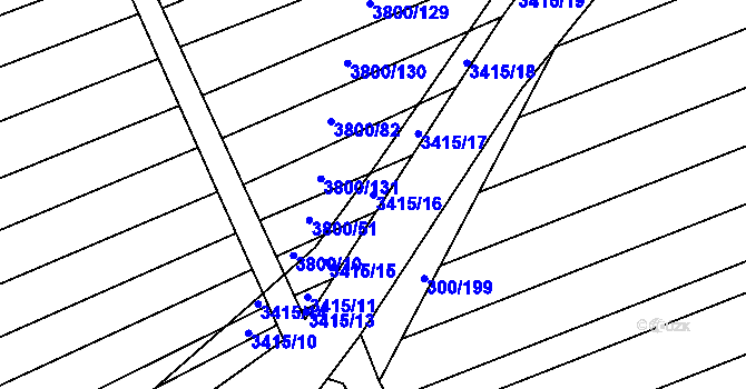 Parcela st. 3415/16 v KÚ Hrubá Vrbka, Katastrální mapa