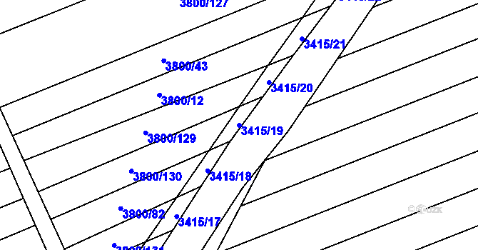 Parcela st. 3415/19 v KÚ Hrubá Vrbka, Katastrální mapa