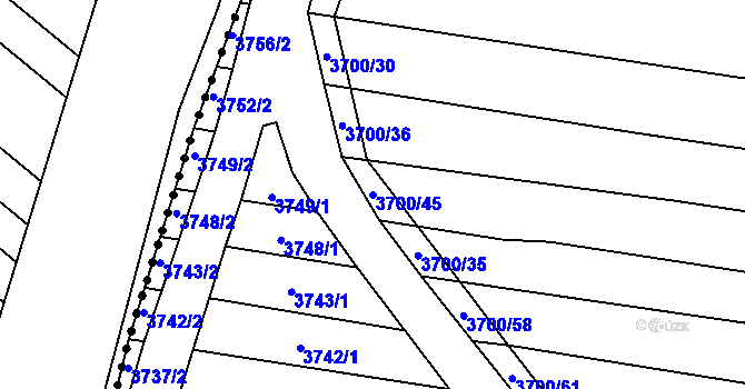 Parcela st. 3700/45 v KÚ Hrubá Vrbka, Katastrální mapa