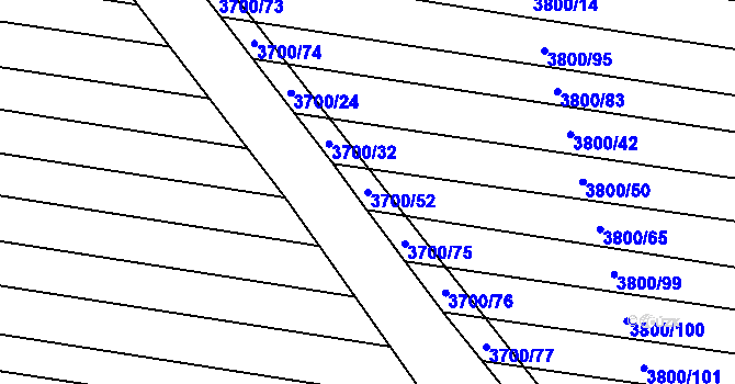 Parcela st. 3700/52 v KÚ Hrubá Vrbka, Katastrální mapa
