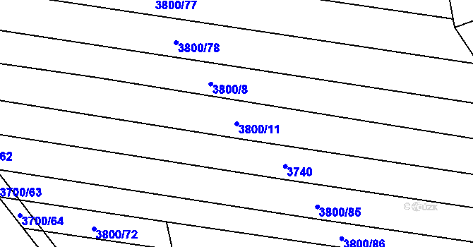Parcela st. 3800/11 v KÚ Hrubá Vrbka, Katastrální mapa
