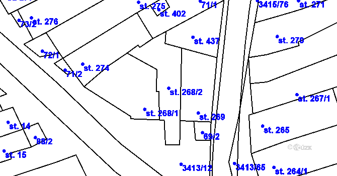 Parcela st. 268/2 v KÚ Hrubá Vrbka, Katastrální mapa