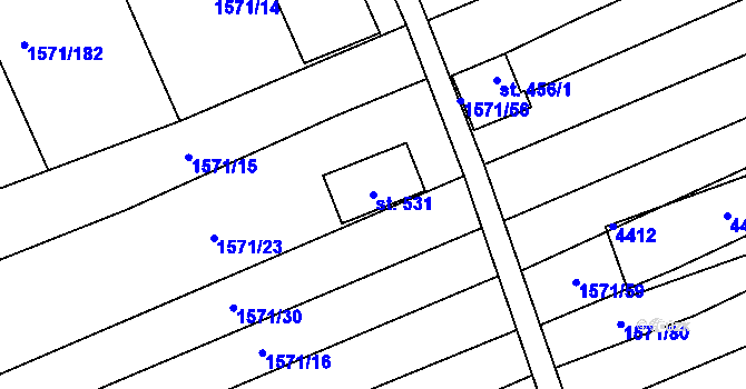 Parcela st. 531 v KÚ Hrubá Vrbka, Katastrální mapa