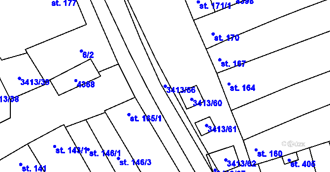 Parcela st. 3413/66 v KÚ Hrubá Vrbka, Katastrální mapa