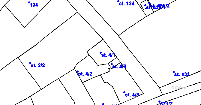 Parcela st. 4/1 v KÚ Hrubčice, Katastrální mapa