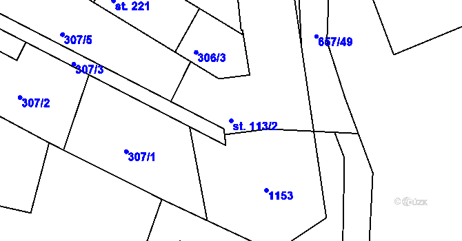 Parcela st. 113/2 v KÚ Hrubčice, Katastrální mapa