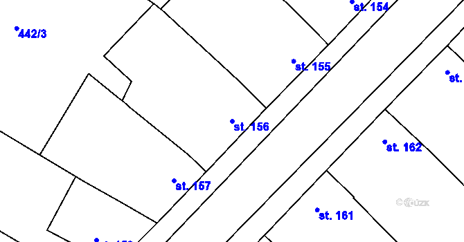 Parcela st. 156 v KÚ Hrubčice, Katastrální mapa