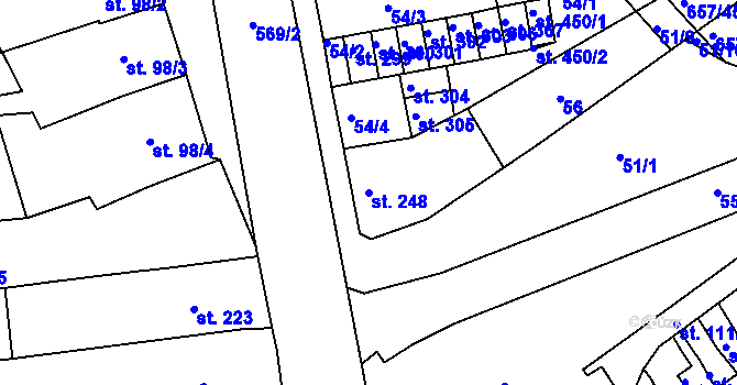 Parcela st. 248 v KÚ Hrubčice, Katastrální mapa