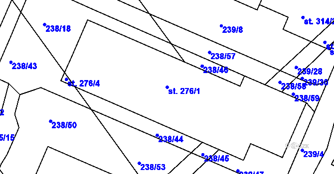 Parcela st. 276/1 v KÚ Hrubčice, Katastrální mapa