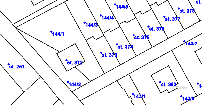 Parcela st. 373 v KÚ Hrubčice, Katastrální mapa