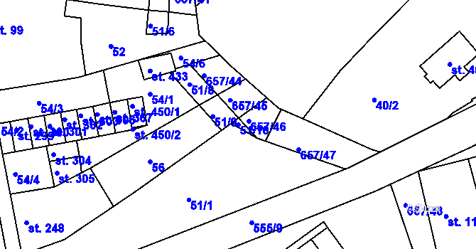Parcela st. 51/10 v KÚ Hrubčice, Katastrální mapa