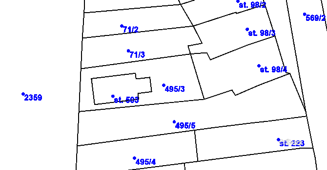 Parcela st. 495/3 v KÚ Hrubčice, Katastrální mapa