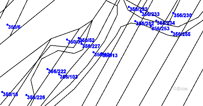Parcela st. 356/13 v KÚ Hrubšice, Katastrální mapa