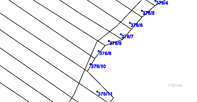 Parcela st. 376/9 v KÚ Hrubšice, Katastrální mapa