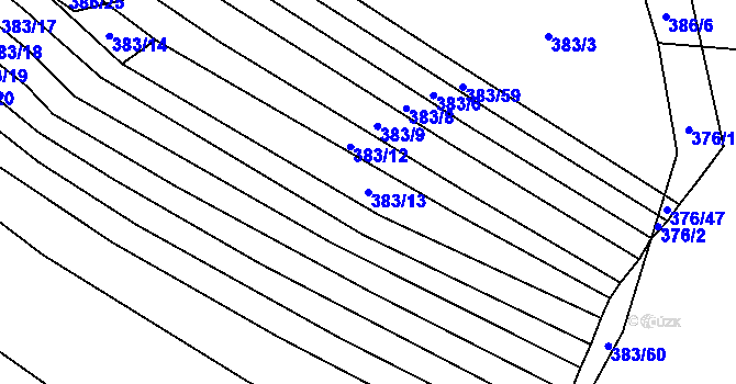 Parcela st. 383/13 v KÚ Hrubšice, Katastrální mapa