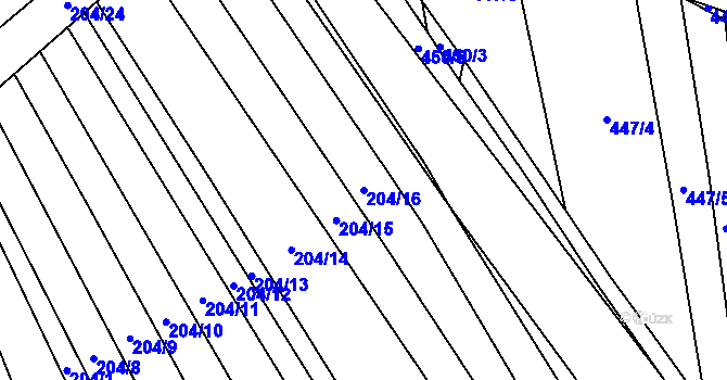 Parcela st. 204/16 v KÚ Hrubšice, Katastrální mapa