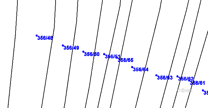 Parcela st. 356/51 v KÚ Hrubšice, Katastrální mapa