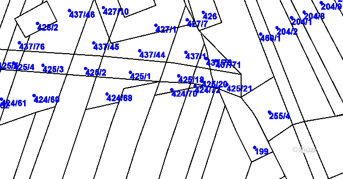 Parcela st. 424/70 v KÚ Hrubšice, Katastrální mapa