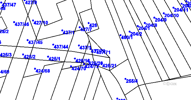 Parcela st. 437/71 v KÚ Hrubšice, Katastrální mapa