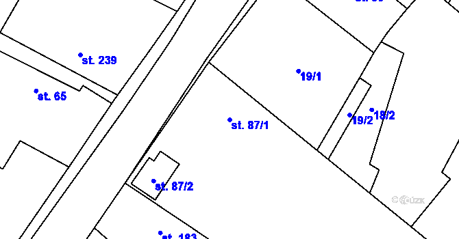 Parcela st. 87/1 v KÚ Hrubý Jeseník, Katastrální mapa
