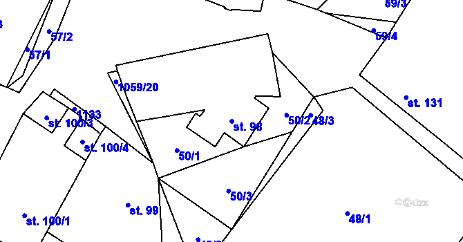 Parcela st. 98 v KÚ Hrubý Jeseník, Katastrální mapa