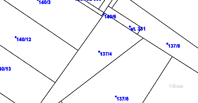 Parcela st. 137/4 v KÚ Hrubý Jeseník, Katastrální mapa