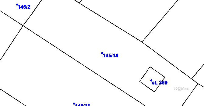 Parcela st. 145/14 v KÚ Hrubý Jeseník, Katastrální mapa