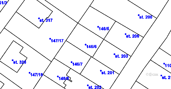 Parcela st. 146/6 v KÚ Hrubý Jeseník, Katastrální mapa