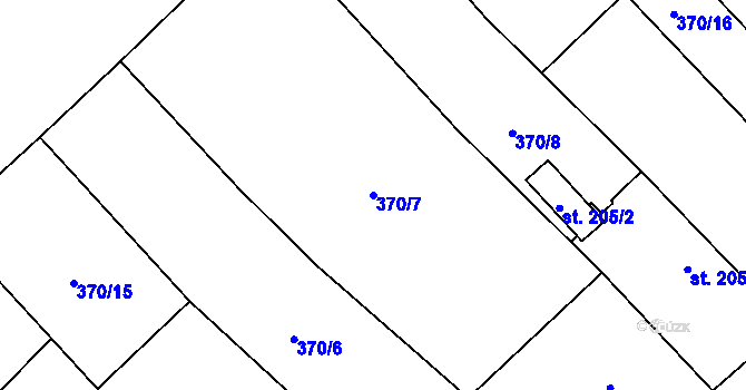 Parcela st. 370/7 v KÚ Hrubý Jeseník, Katastrální mapa