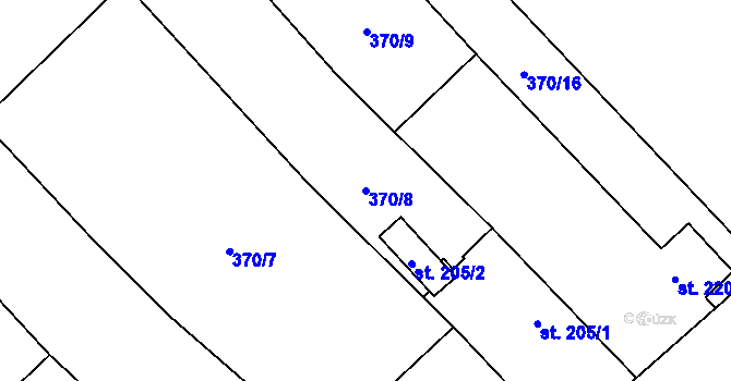 Parcela st. 370/8 v KÚ Hrubý Jeseník, Katastrální mapa
