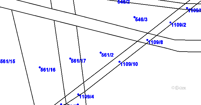 Parcela st. 561/2 v KÚ Hrubý Jeseník, Katastrální mapa