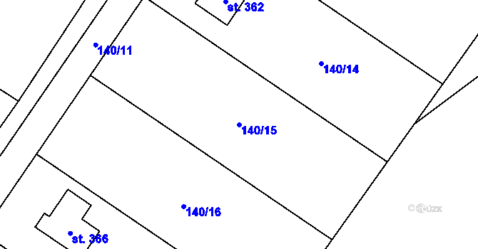 Parcela st. 140/15 v KÚ Hrubý Jeseník, Katastrální mapa