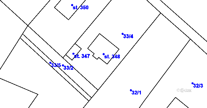 Parcela st. 348 v KÚ Hrubý Jeseník, Katastrální mapa