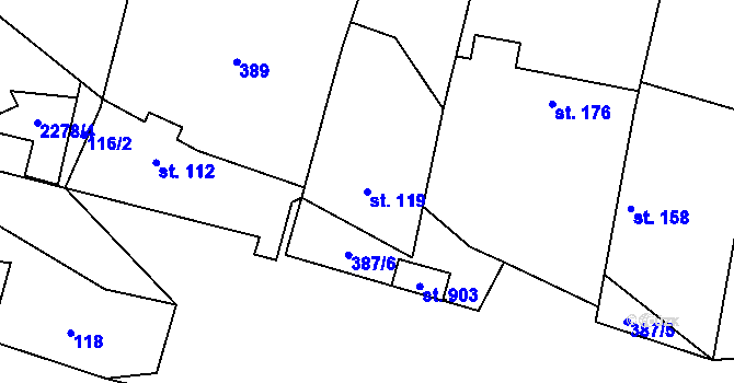 Parcela st. 119 v KÚ Hrusice, Katastrální mapa