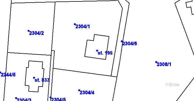 Parcela st. 195 v KÚ Hrusice, Katastrální mapa