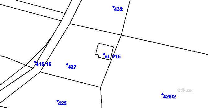 Parcela st. 215 v KÚ Hrusice, Katastrální mapa