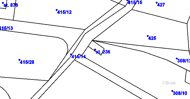Parcela st. 236 v KÚ Hrusice, Katastrální mapa