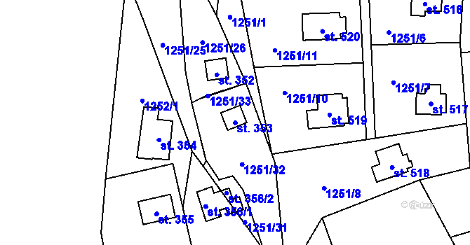 Parcela st. 353 v KÚ Hrusice, Katastrální mapa