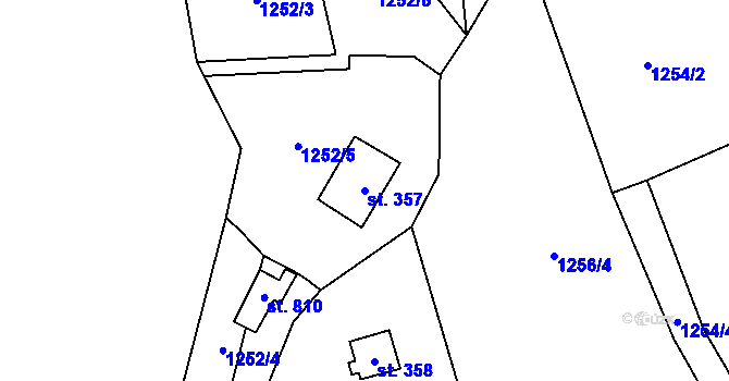 Parcela st. 357 v KÚ Hrusice, Katastrální mapa
