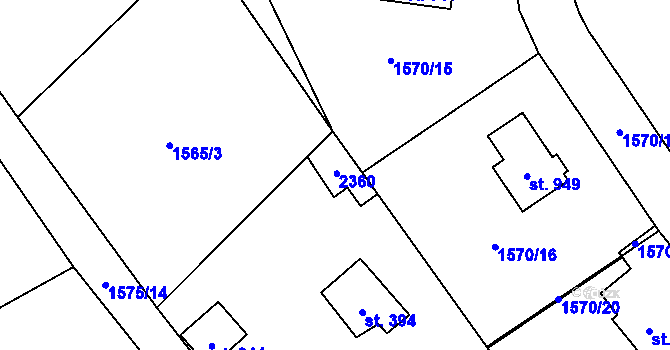 Parcela st. 393 v KÚ Hrusice, Katastrální mapa